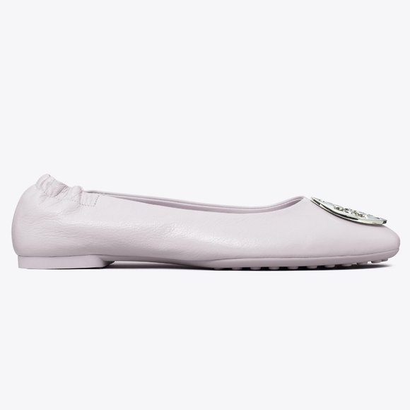Tory Burch Claire Ballet Flats Leather Logo Spring Lavender Lilac 9 - Picture 10 of 16